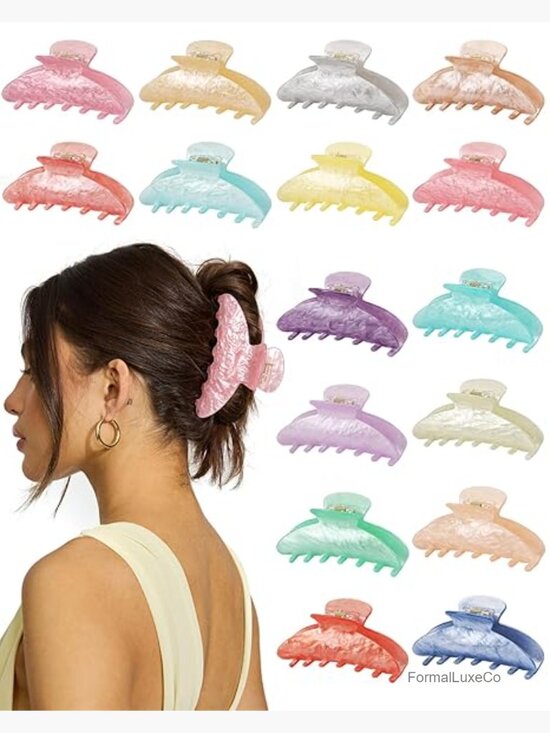 16 Large Non-Slip Acrylic Hair Claw Clips - Strong Hold for Thick & Thin Hair main image 7